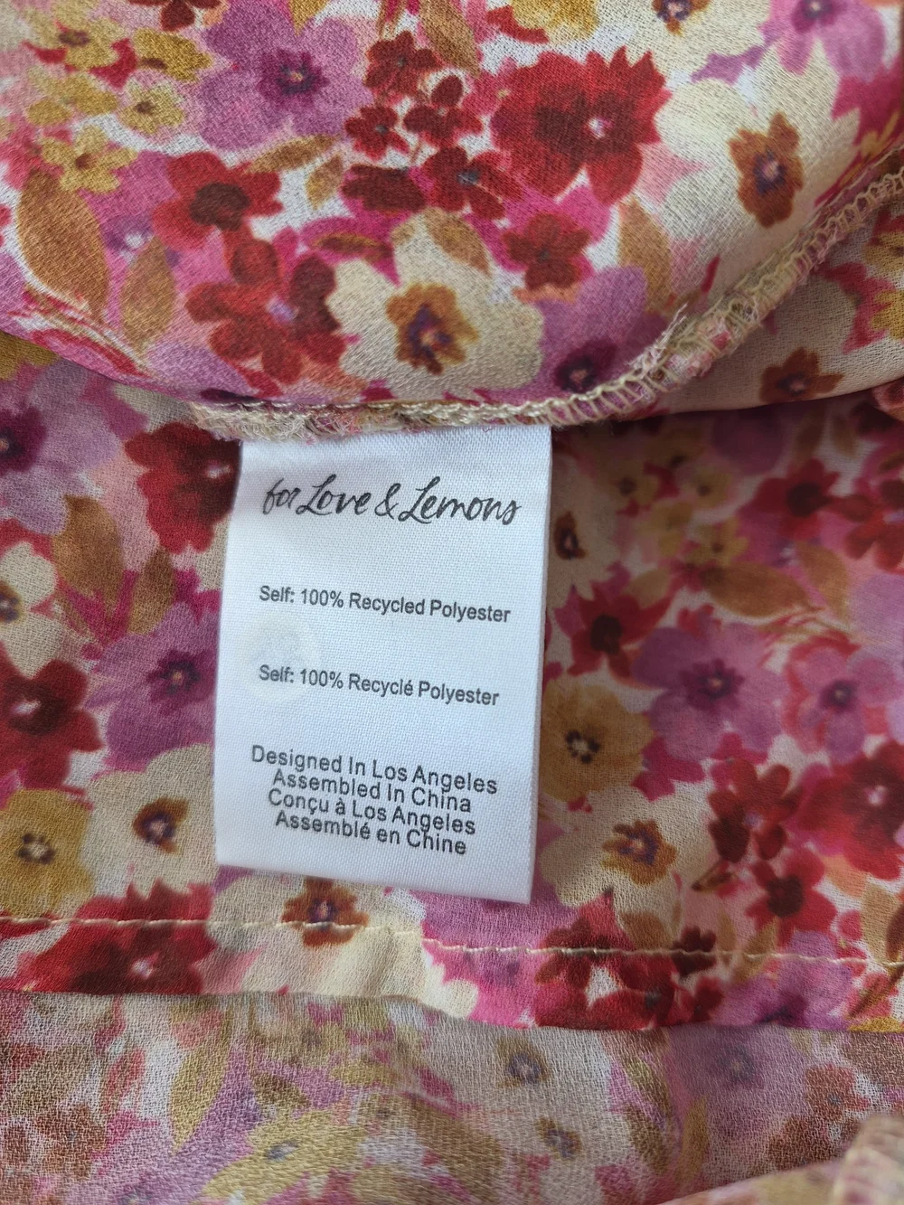 For Love & Lemons Felicia Pink Floral Puff Sleeve Midi Dress Slit Size Small S